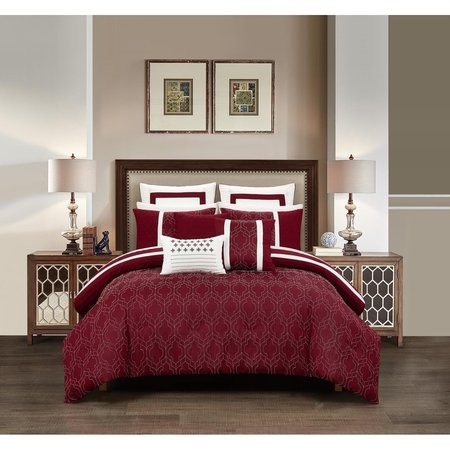 FIXTURESFIRST 12 Piece Aries Comforter Set, Berry - Queen Size FI1704024